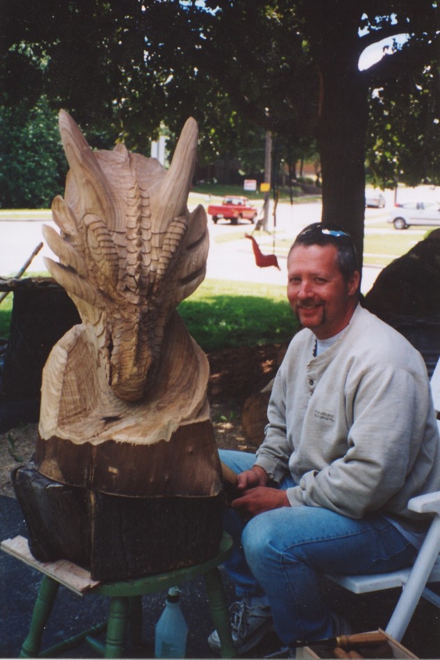 Paul Frenette carving Dragon